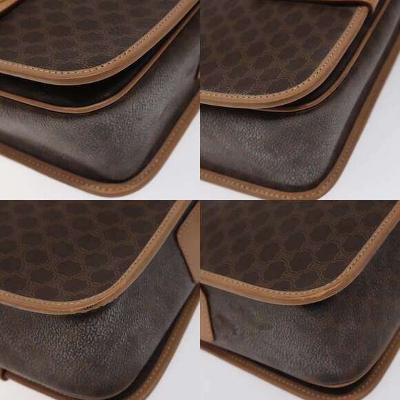 CELINE Macadam Canvas Shoulder Bag Pvc Leather Brown Gold - Picture 10 of 12